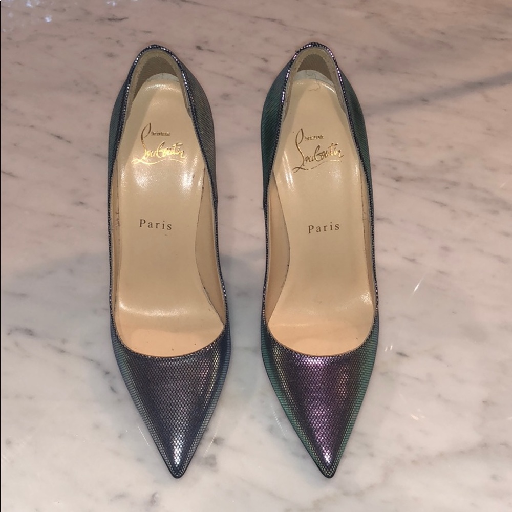 Christian Louboutin size 37 iridescent high heels.